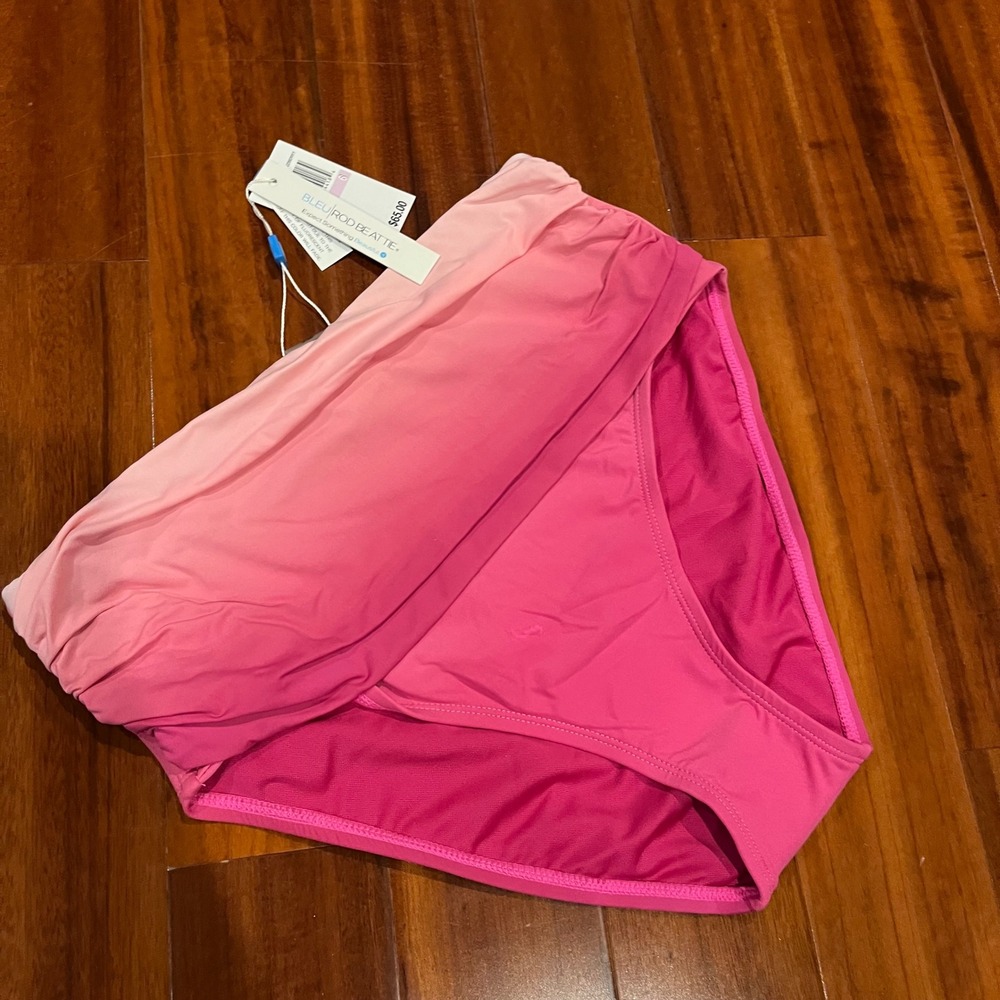 BLEU ROD‎ BEATTIE Bikini Swim Bottom Ombre Pink JazzBerry High Waist New Size 6